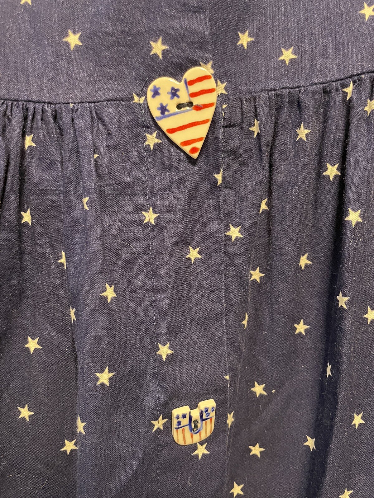 Vtg Dogwood Lane Dress Small Patriotic Navy Stars N Stripes USA American Flag