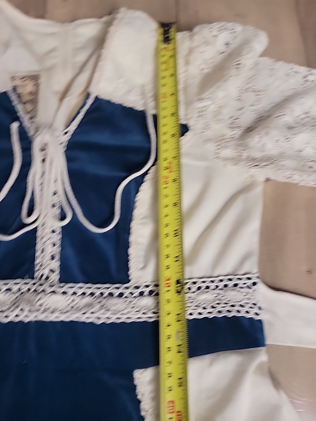 VTG Gunne Sax By Jessicas Prairie Lace Corset Maxi Dress Ivory Blue Boho