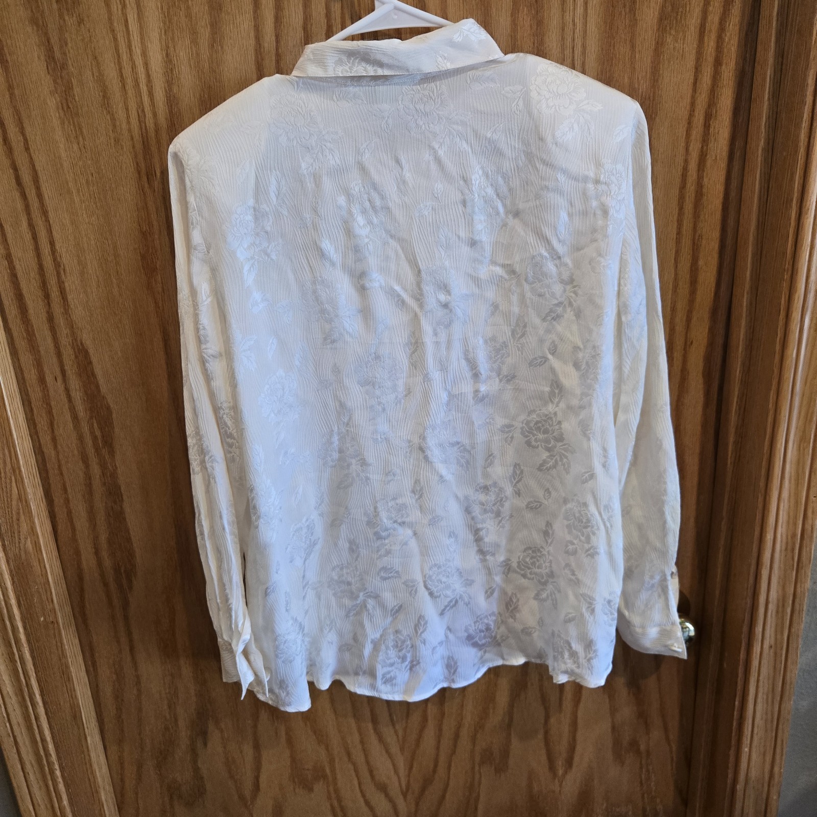 vintage Jacqueline Ferrar 100% silk white button-down shirt Large see notes