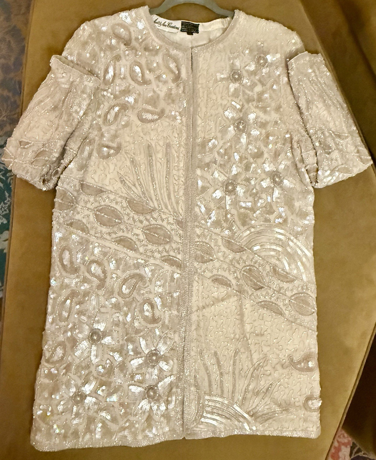 VTG JUDITH ANN CREATIONS Bead Sequin 100% Silk Jacket Sz Medium