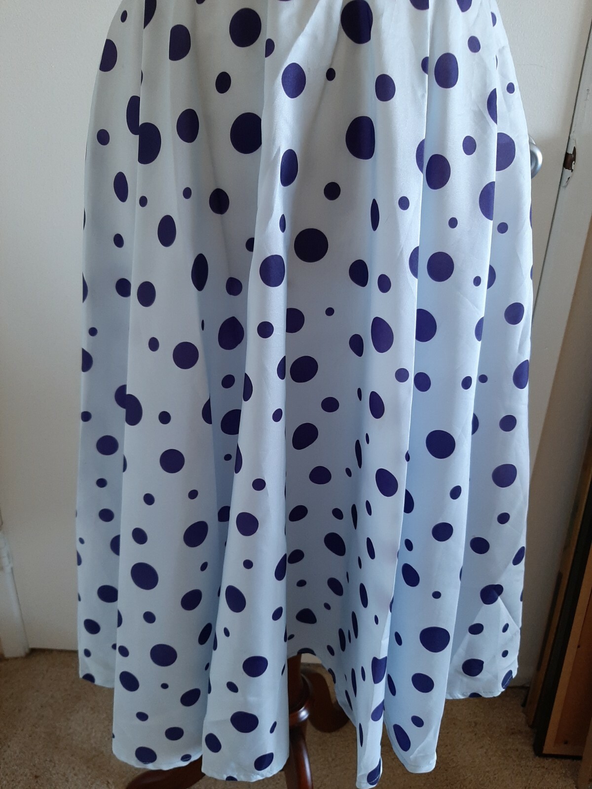 Vintage 50s Blue Polka Dot Shirtwaist Dress Larger Size VLV Rockabilly