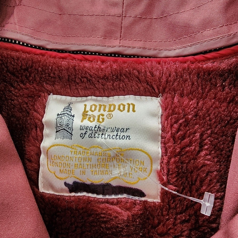VTG London Fog Trench Coat Women 10 Reg Burgundy Classic Preppy Retro Outwear