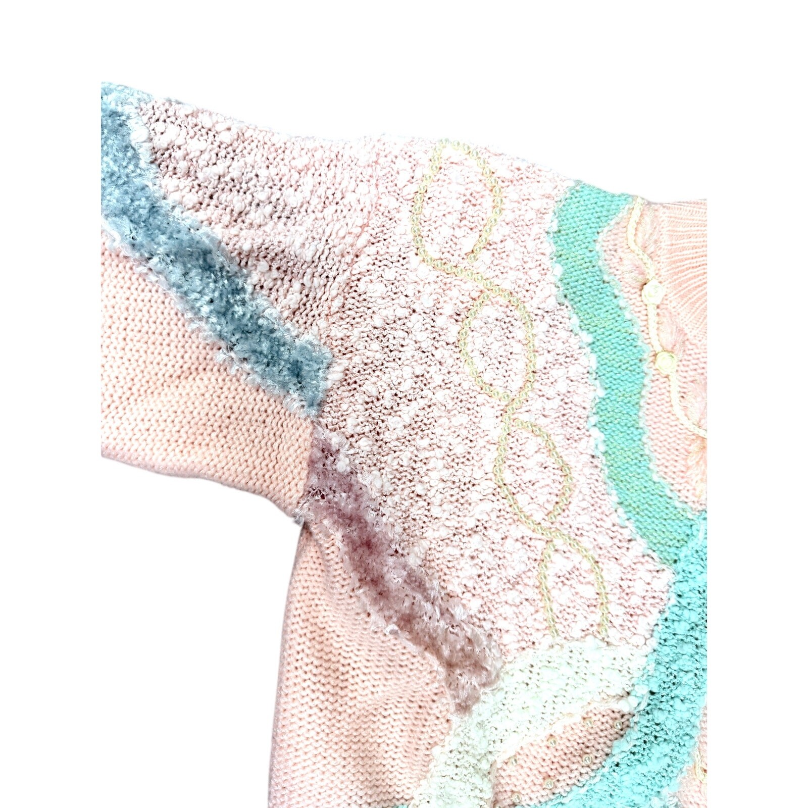 VTG Jaclyn Smith Size S Pastel Fairy Kei Sweater Pearl Rosette Cottagecore