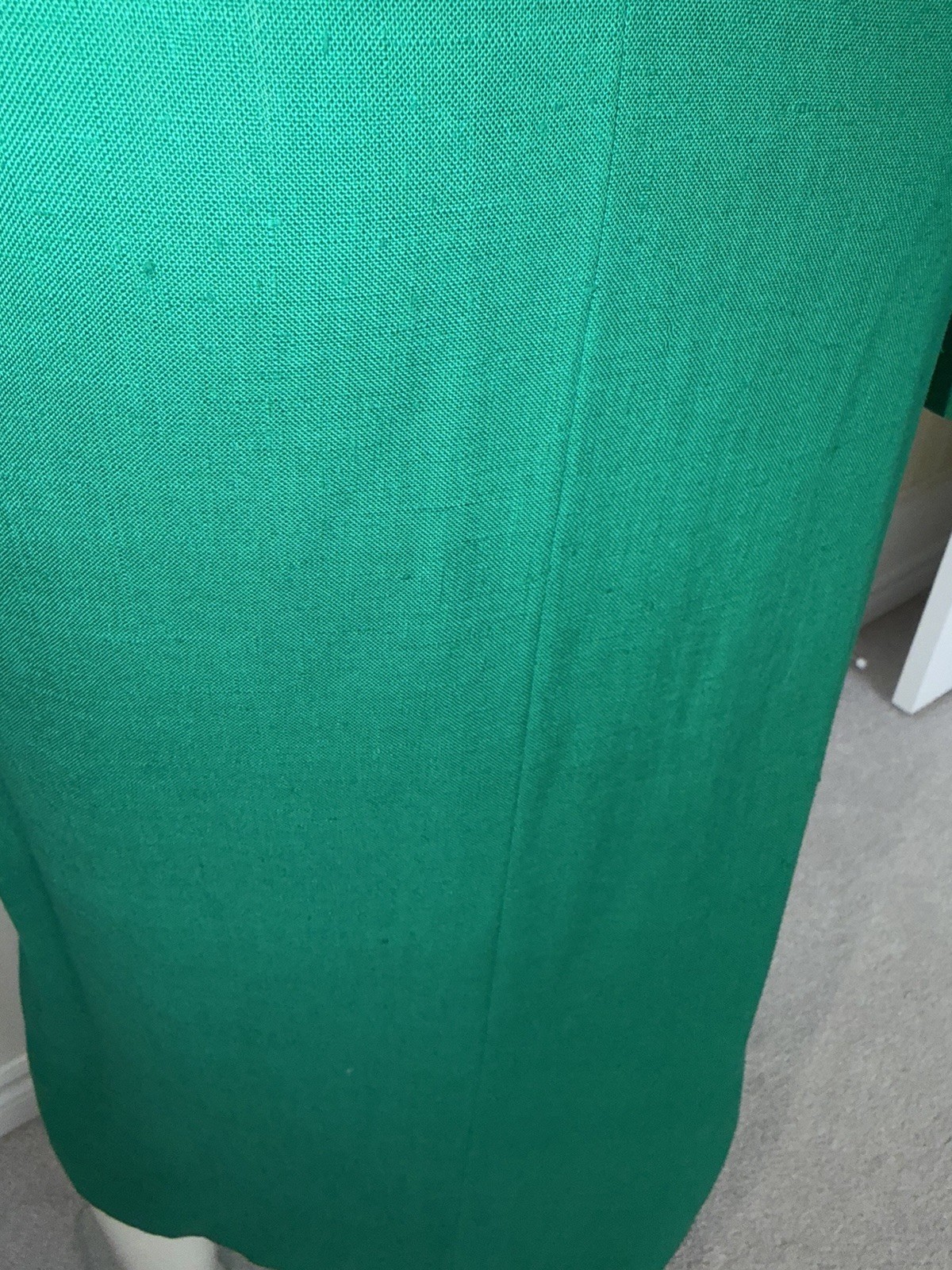 VTG 80s Pauline Trigere Bergdorf Goodman Emerald Green Maxi Textured Shirt Dress