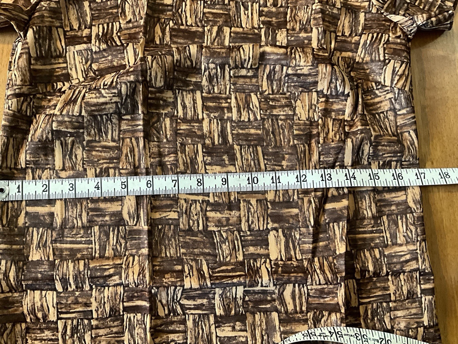 NOS 1960s MOD Jane Emory Fashions Acetate Shift Brown Mad Men S/Sleeve Size 10