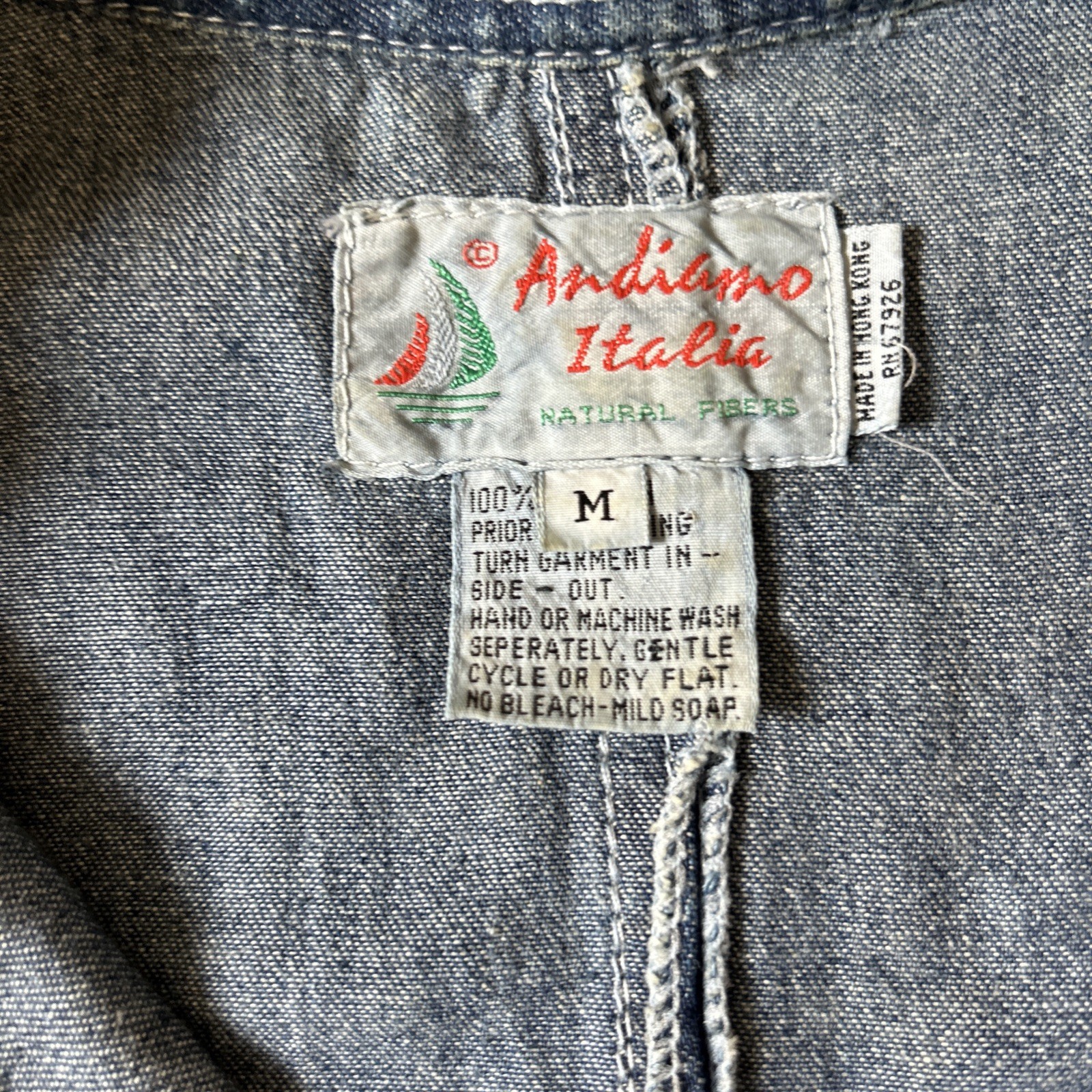 Vintage 80s Denim Dress Medium Andiamo Italia Western Country Embroidered
