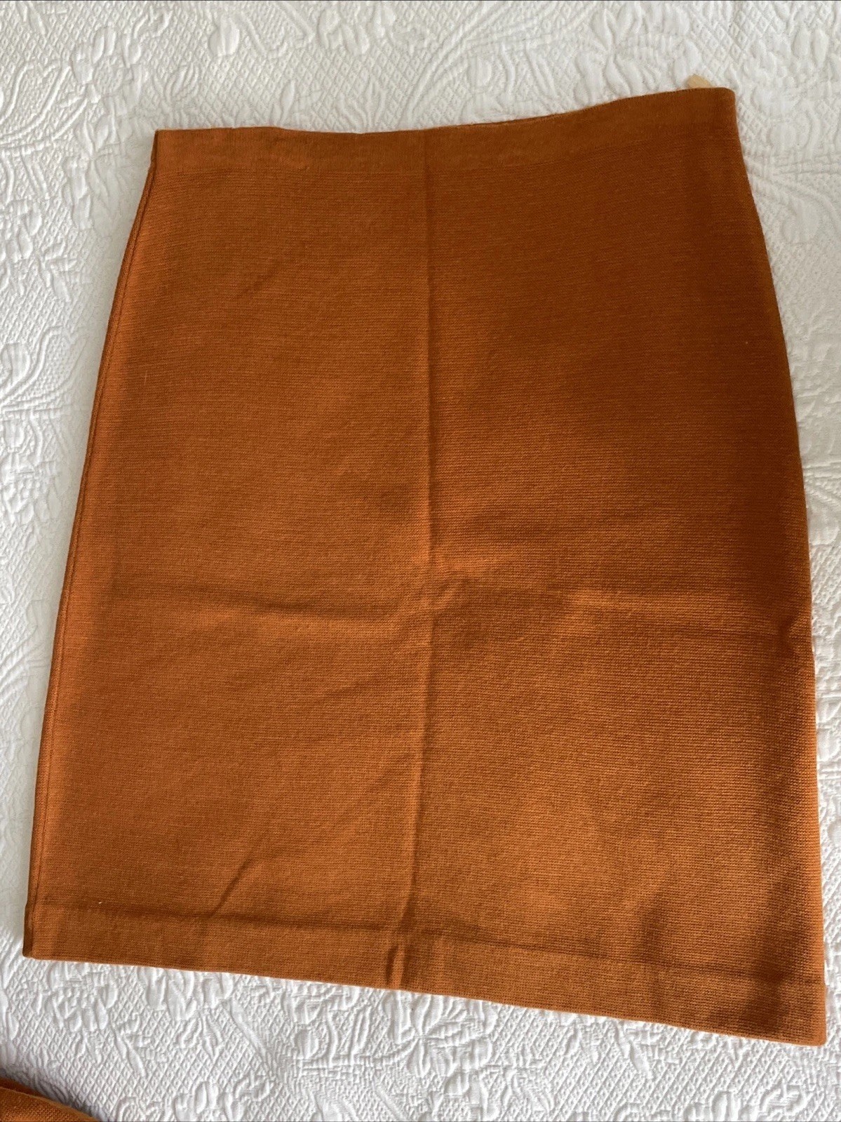 Vintage 1940s-50s Knit Cheerleader Set Burnt Orange & Black Sweater & Skirt