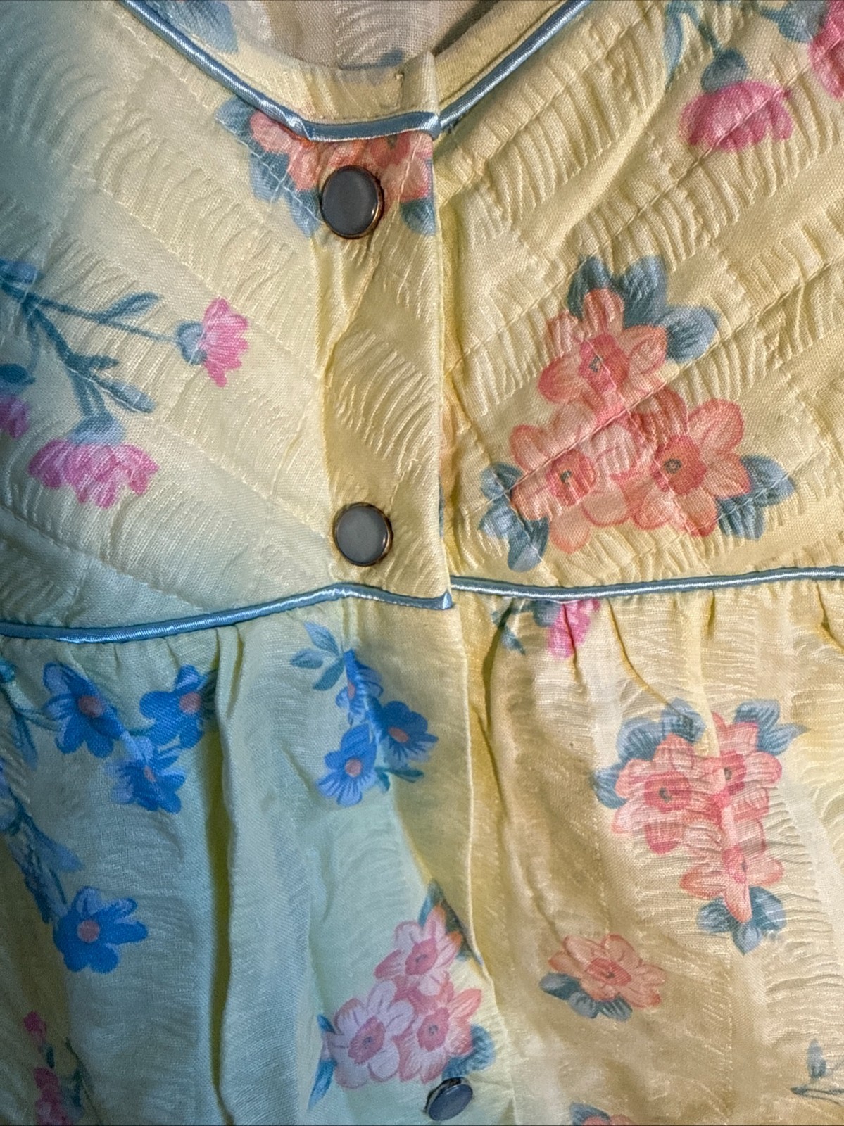 Vintage Housecoat Robe 3X Smart Time Yellow Floral Seersucker NOS NEW TAGS