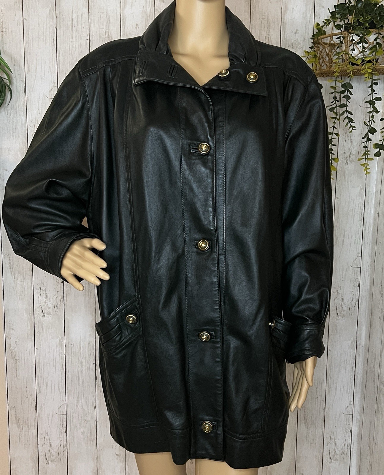 Black Leather Jacket Lightweight Coat Vera Pelle Medium Lined Italian Made