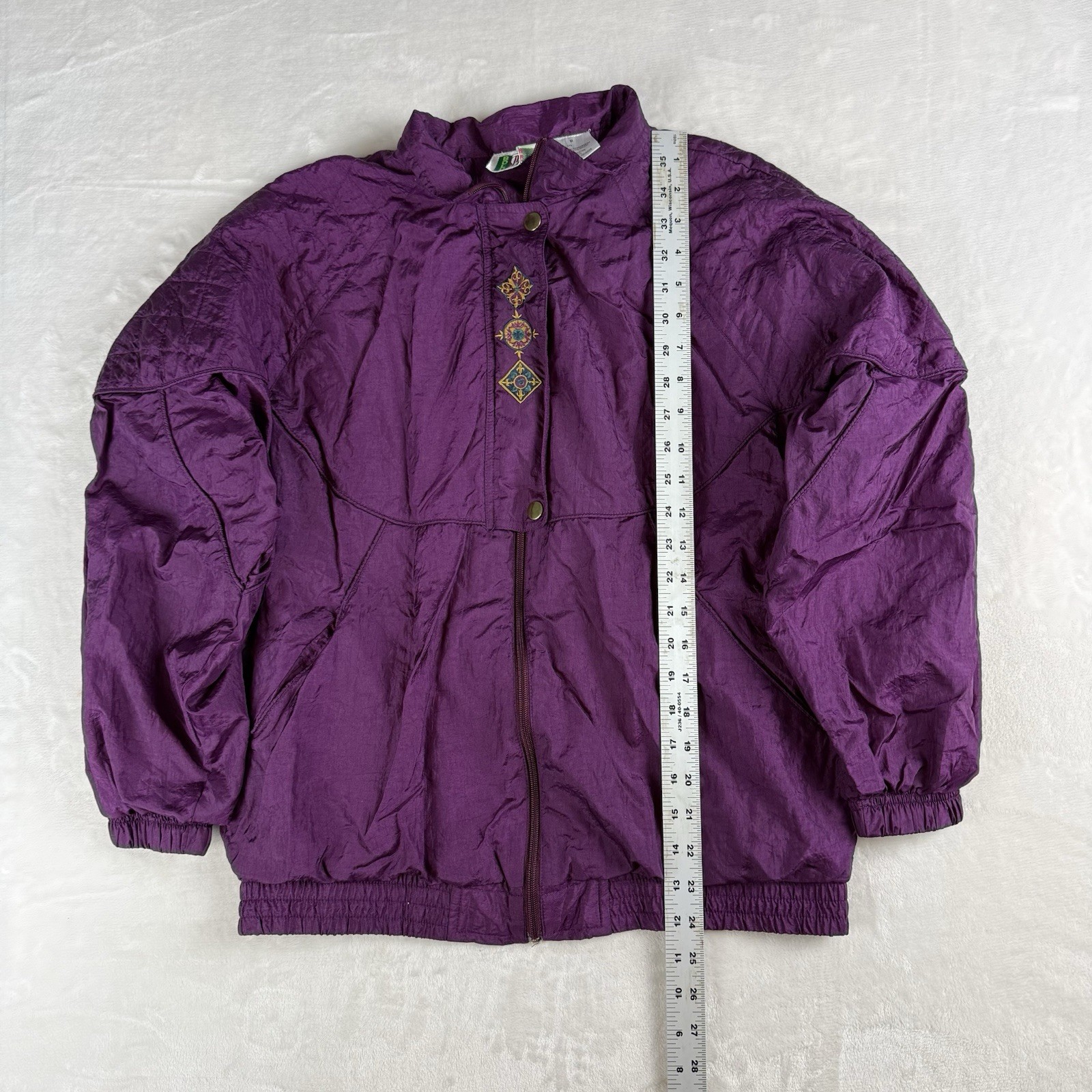 Vtg 90s Nylon Windbreaker Track Suit Set Womens M Purple Bold Spirit Retro Chic