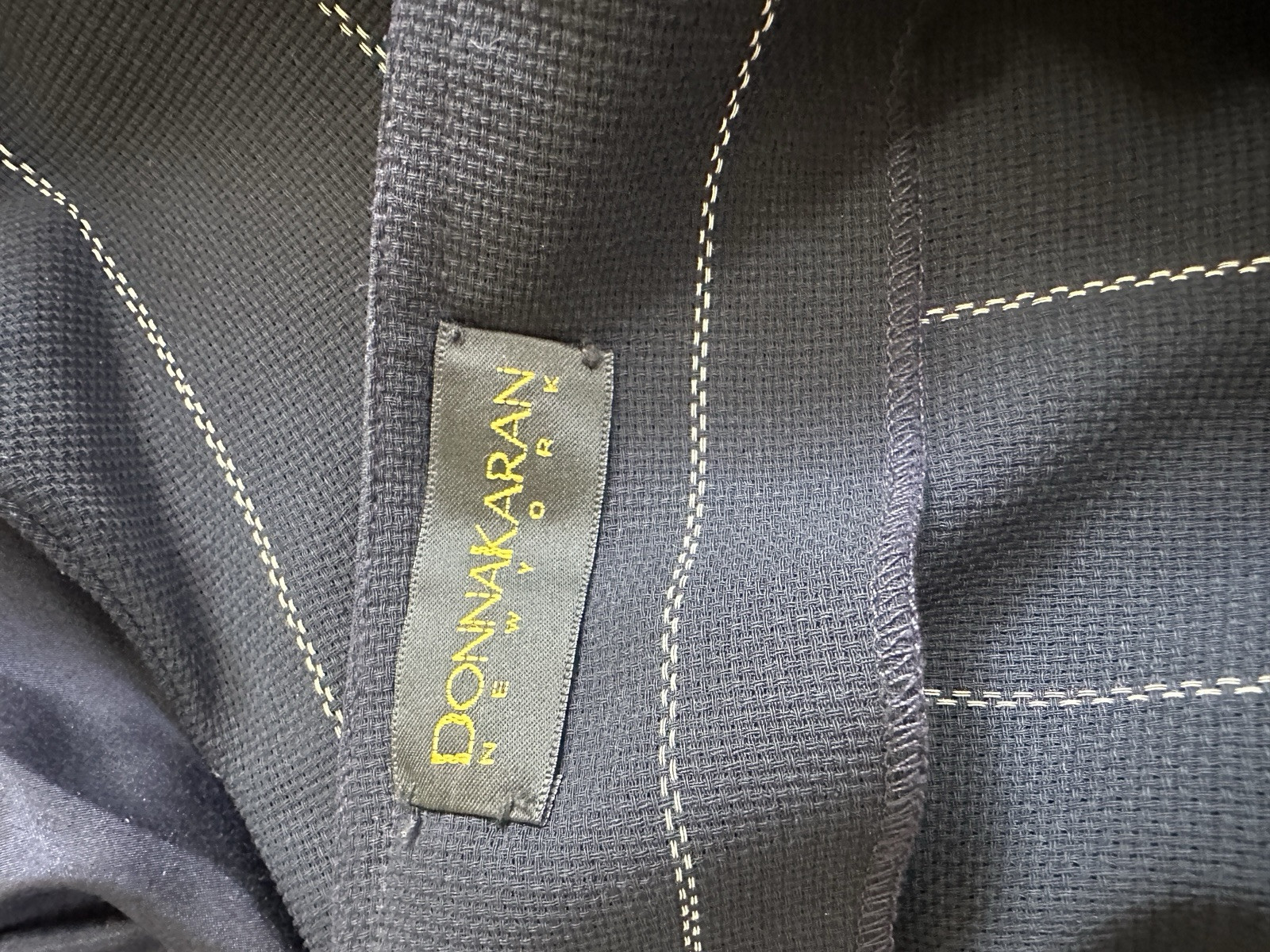 Rare Vintage Donna Karan New York Navy Pinstripe Skirt Suit Size 12 Mob Wife