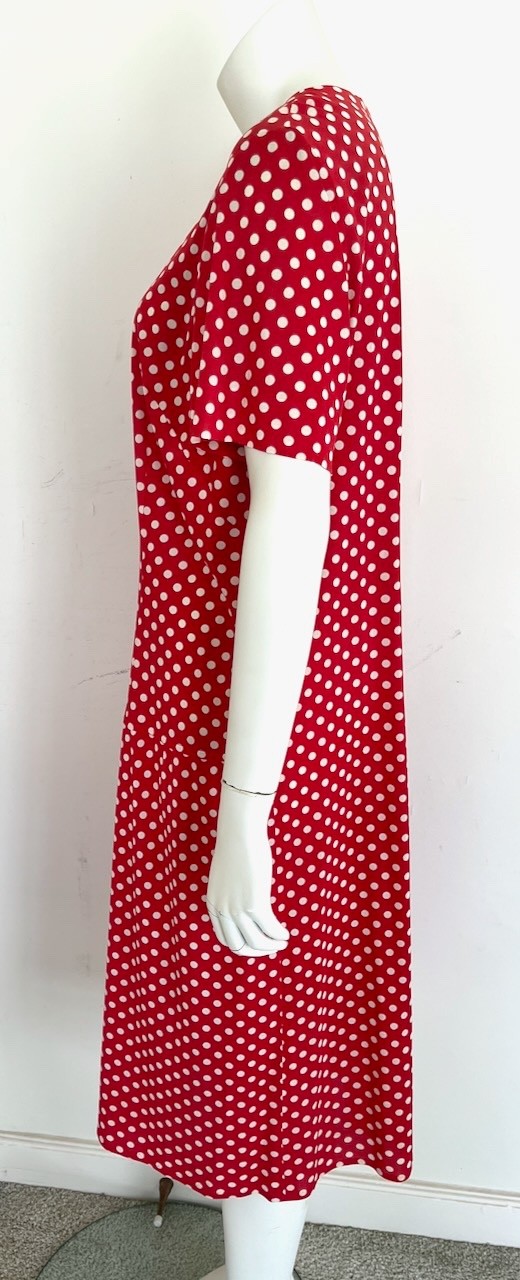 Vintage 60’s Red & White Polka Dot Drop Waist Dress Size XL