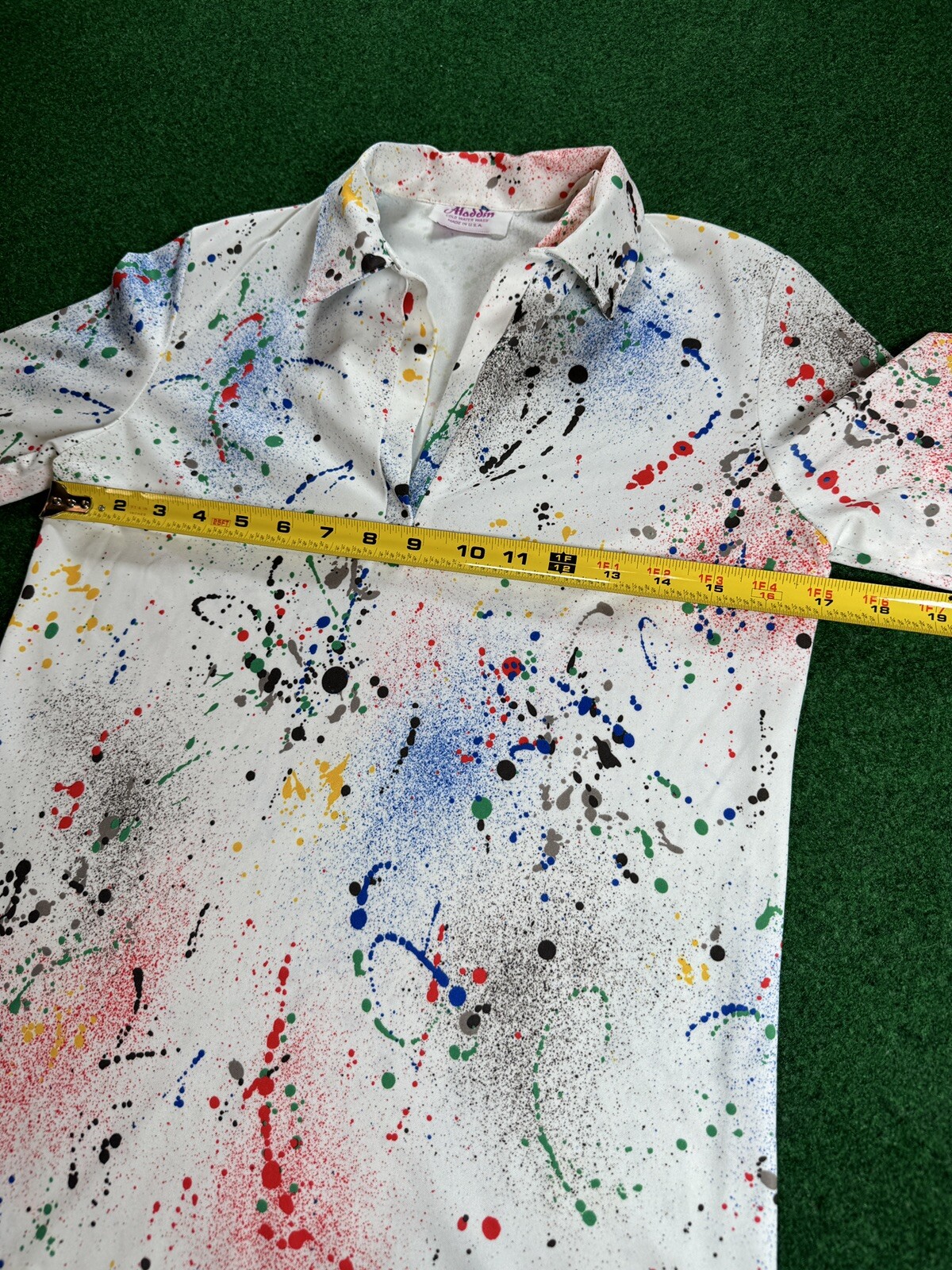 Vintage 80s Paint Splatter Aladdin Women’s Small Short Sleeve Shirt