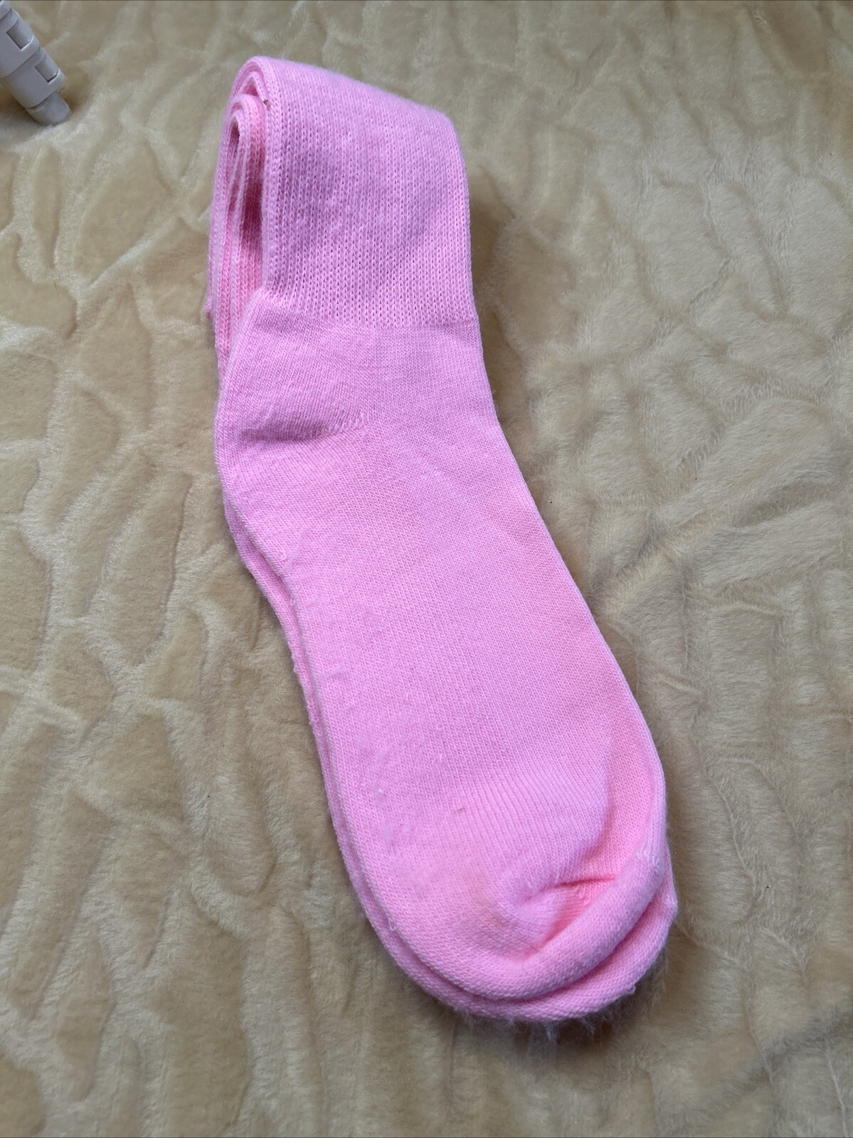 VTG Socks Crew Pink School Girl Knee High 80s 27″ NOS Acrylic Nylon Blend 10-13