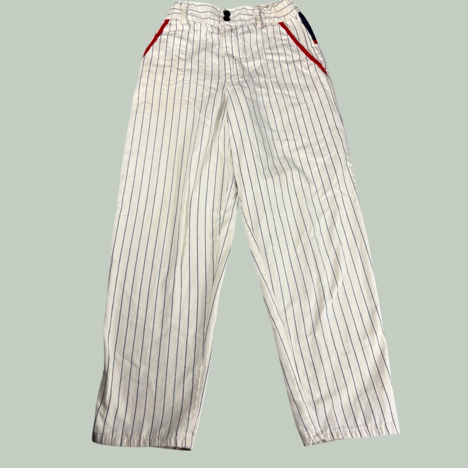 Vintage Palmettos Pinstripe Colorblock Pants High Waisted 90s Primary Colors 14