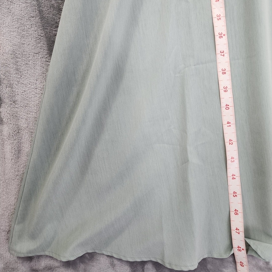 Vintage 90s CDC Dress Womens 4 Green Pleated Short Sleeve Empire Waist Midi Zip
