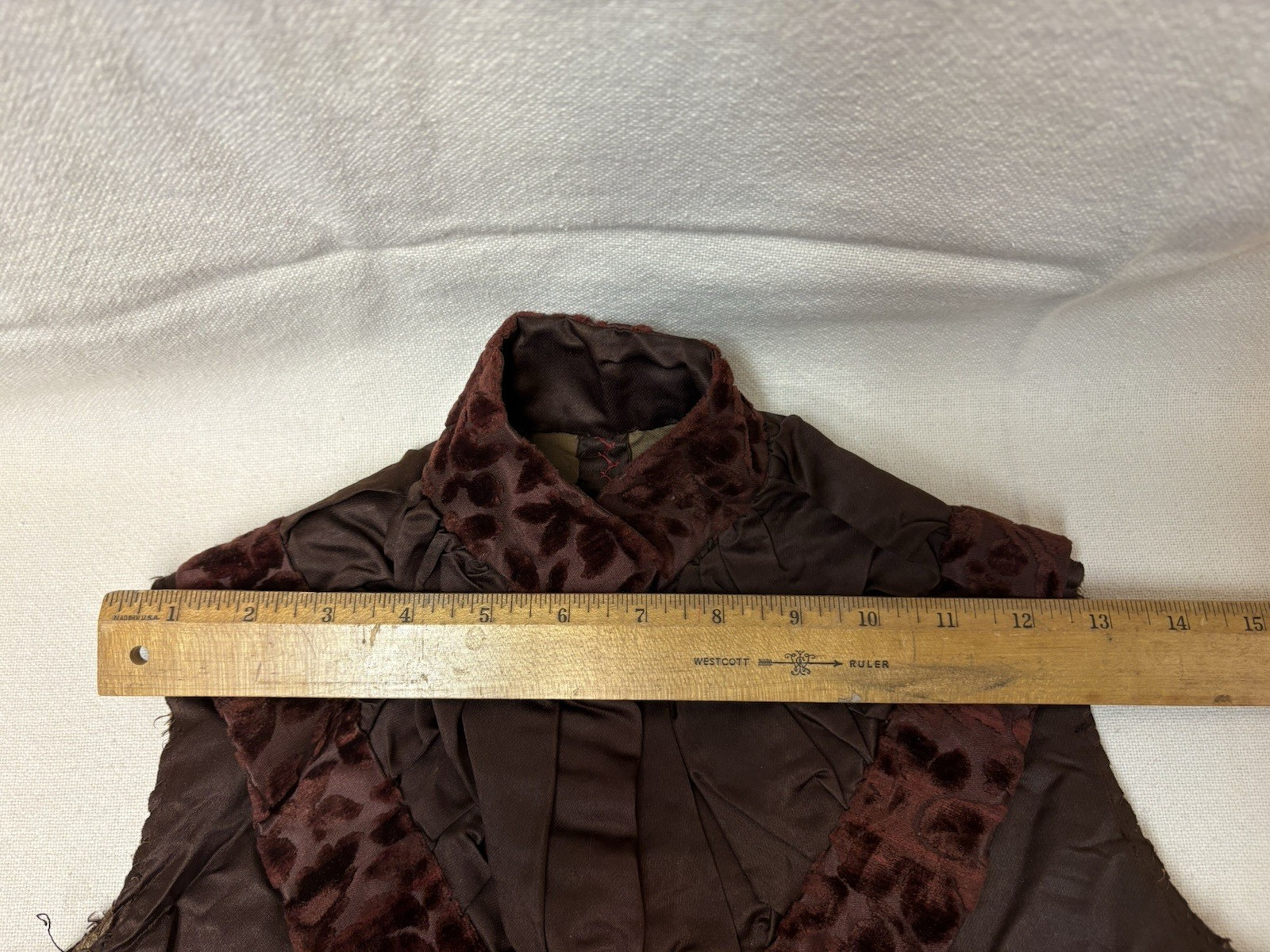 Antique Victorian Satin Velvet Brocade Corset Vest Undergarment Top
