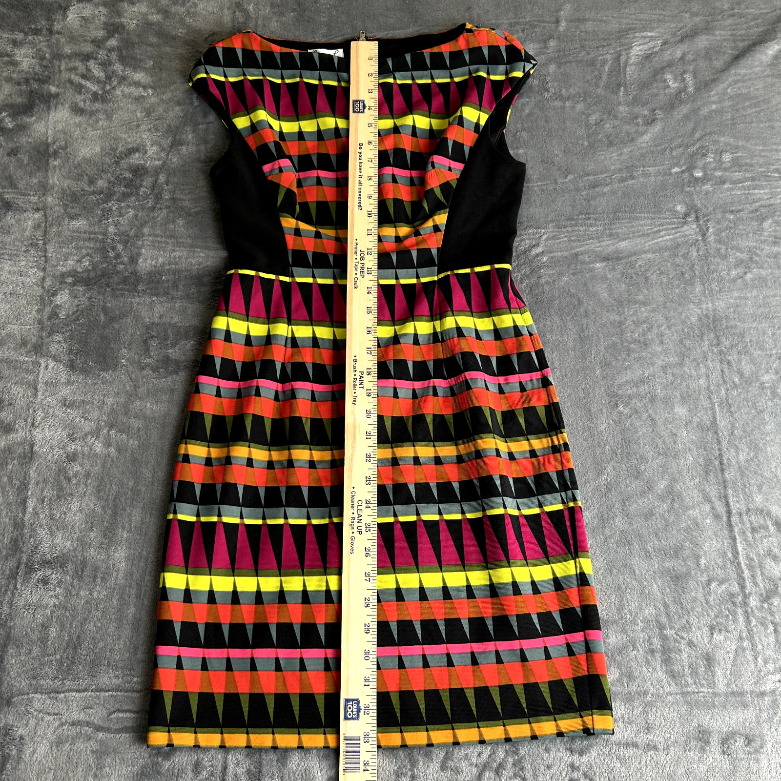 Maggy L Womens Dress Sz 6 Sheath Multi Colored Artsy Art to Wear Geometric Londo