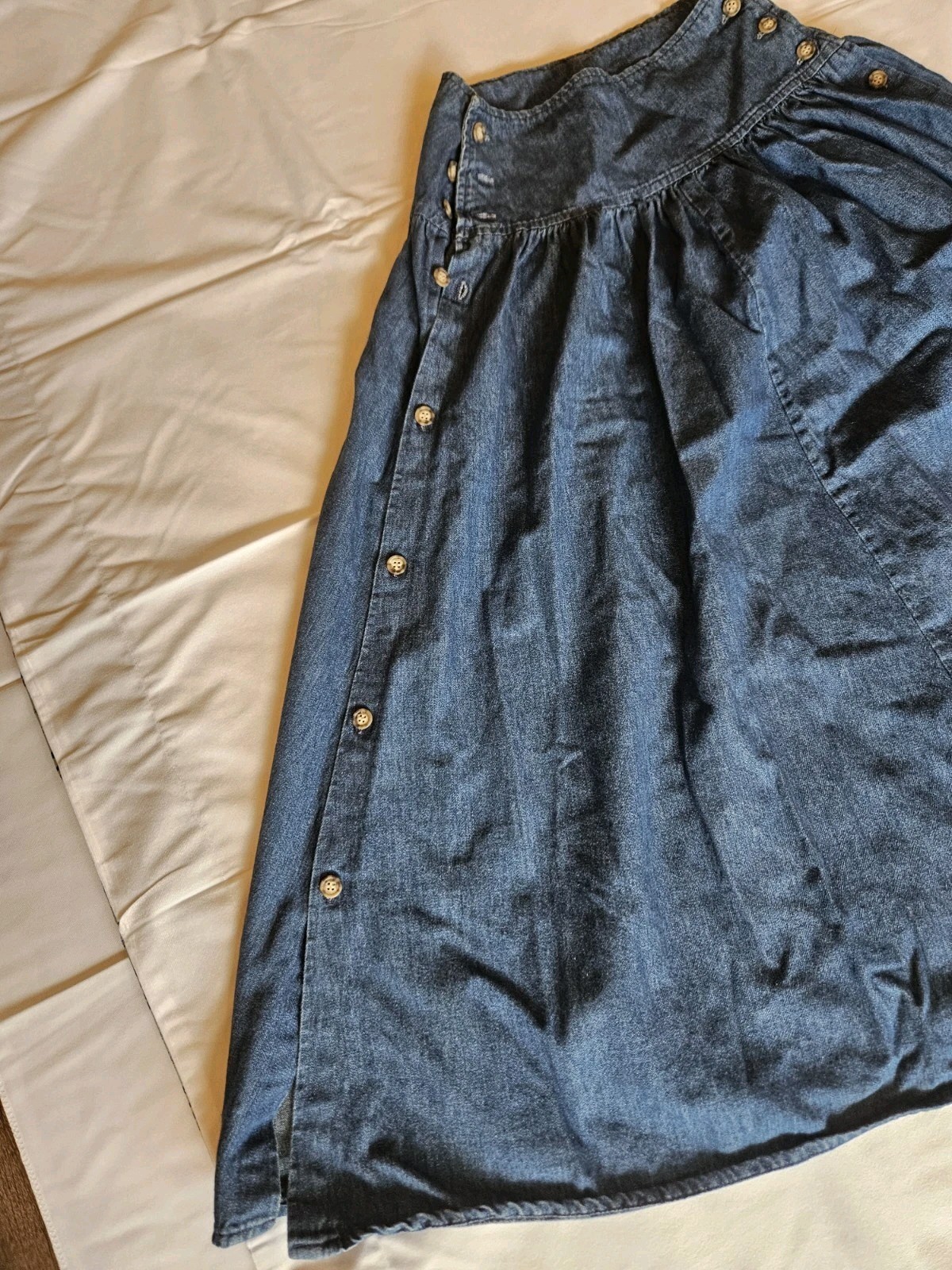 Vtg Selections by Manor House Denim Button High Waist Knee/Midi Skirt XS/S