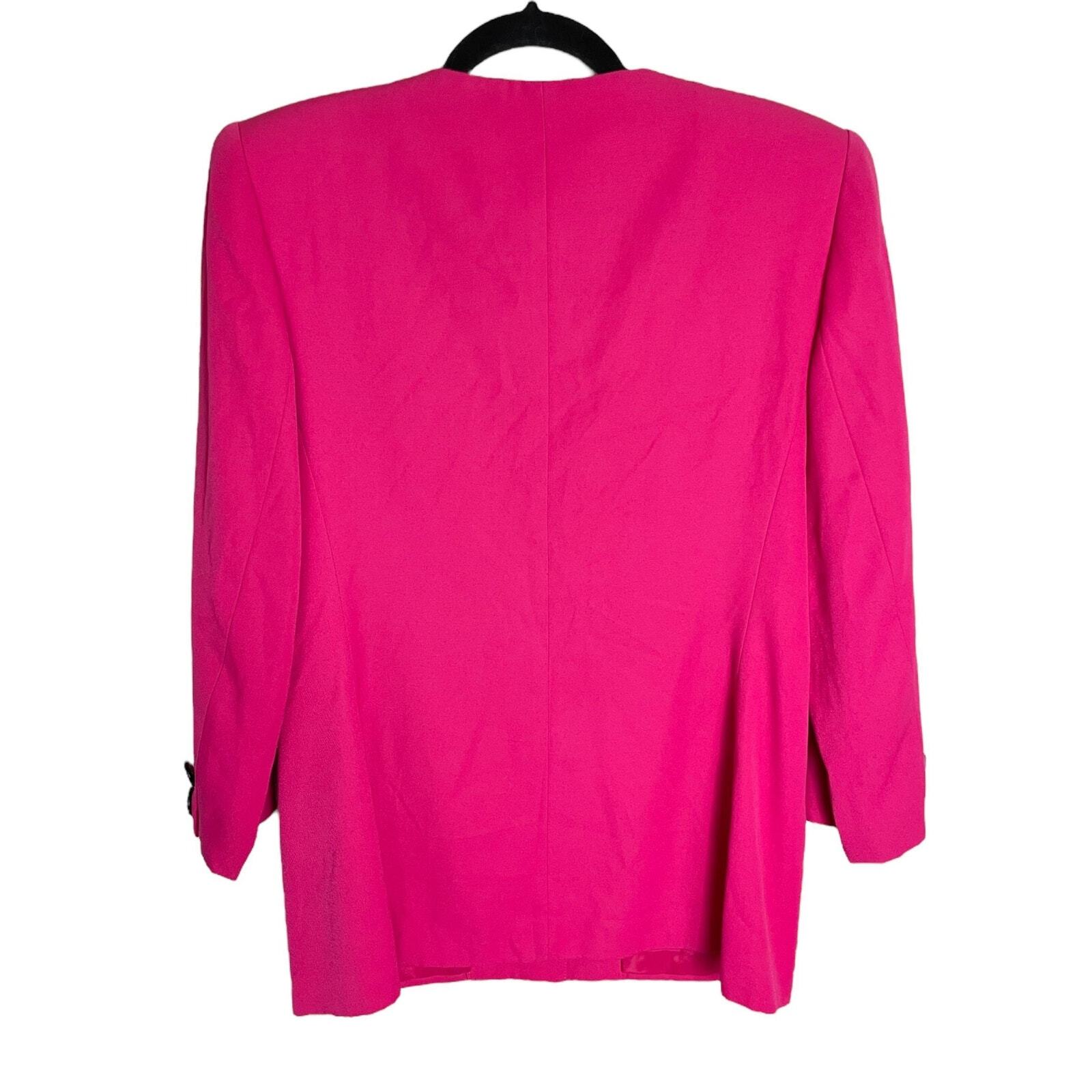 Vintage 80s Sasson Barbie Hot Pink Blazer Jacket Bold Size 8 Power Suit