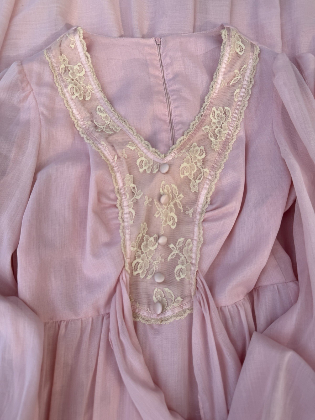 Vintage 70s Jody T Pink Prairie Maxi Dress Cottagecore Boho Fairy Size 13