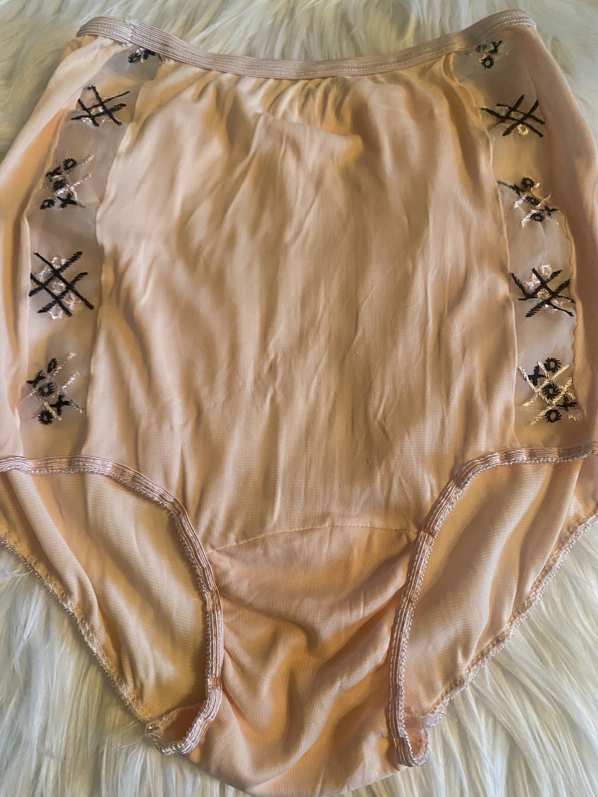 Vintage Stunning 50’s nylon panties Granny High Waist Nylon Underwear Size 6