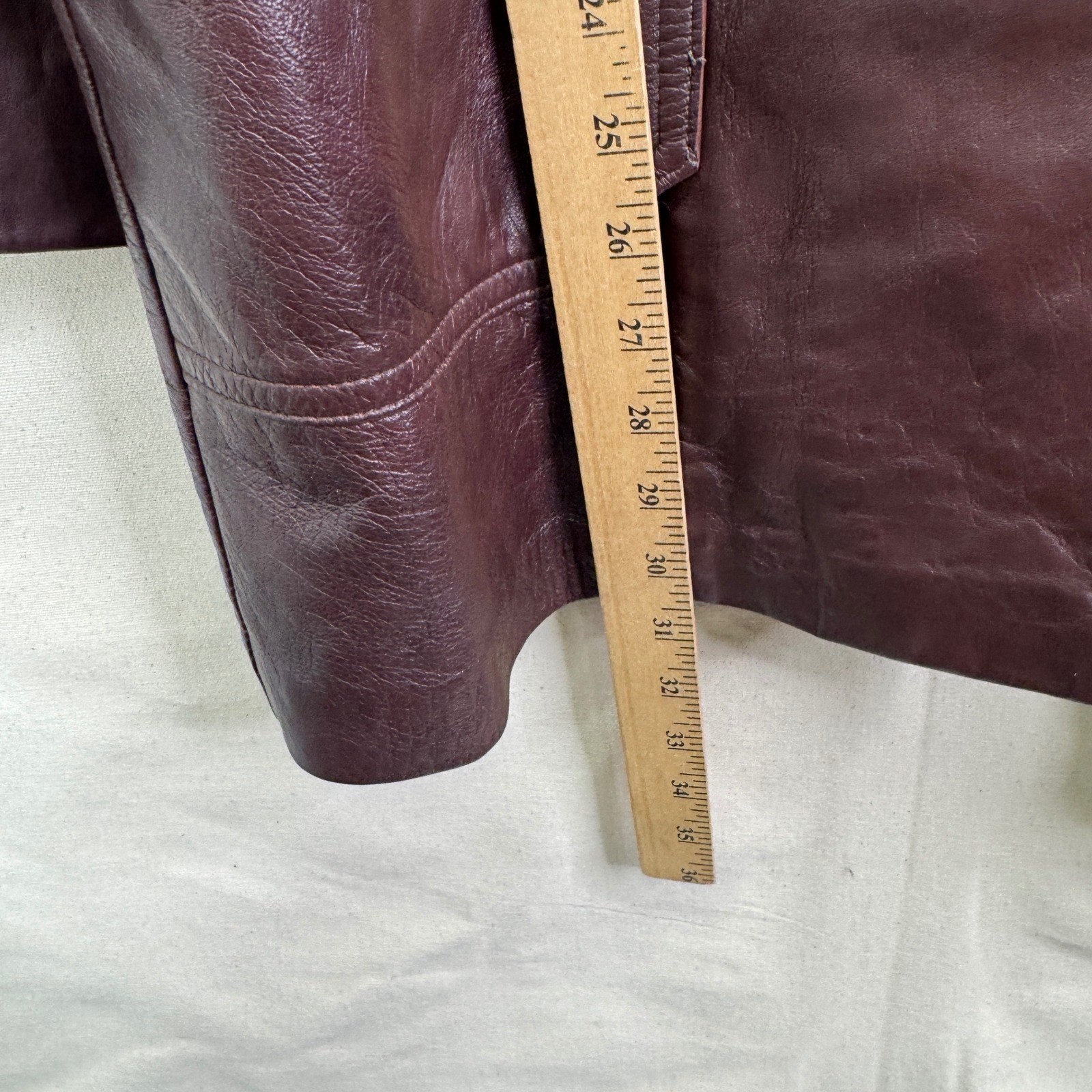 New England Sportswear Leather Jacket Burgundy Brown Vintage 70s Belted Coat USA