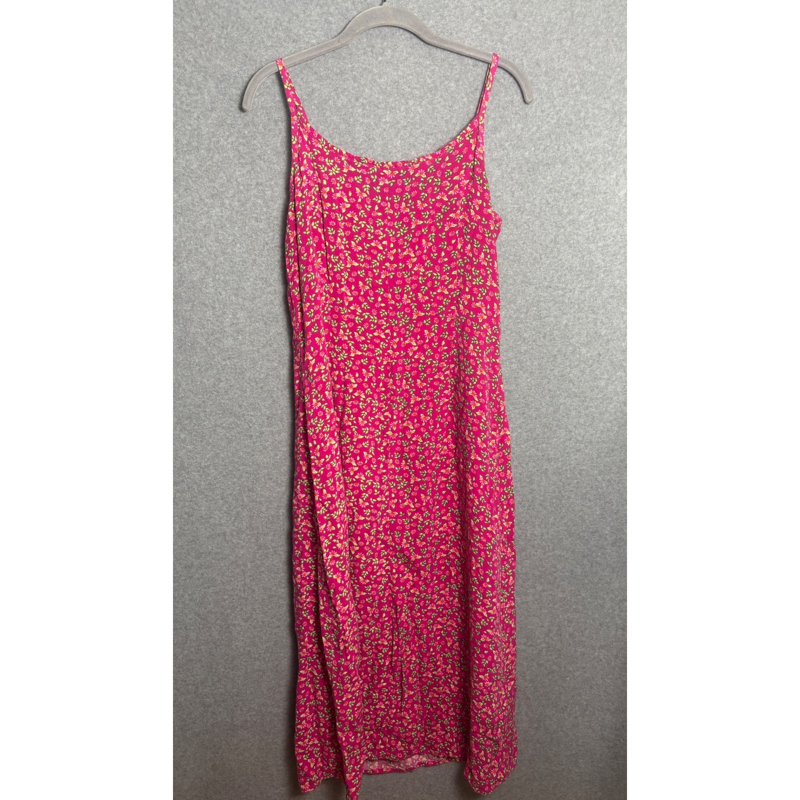 Vintage Schemes Floral Rayon Slip Dress Women M Pink Sleeveless Midi Y2K Cottage