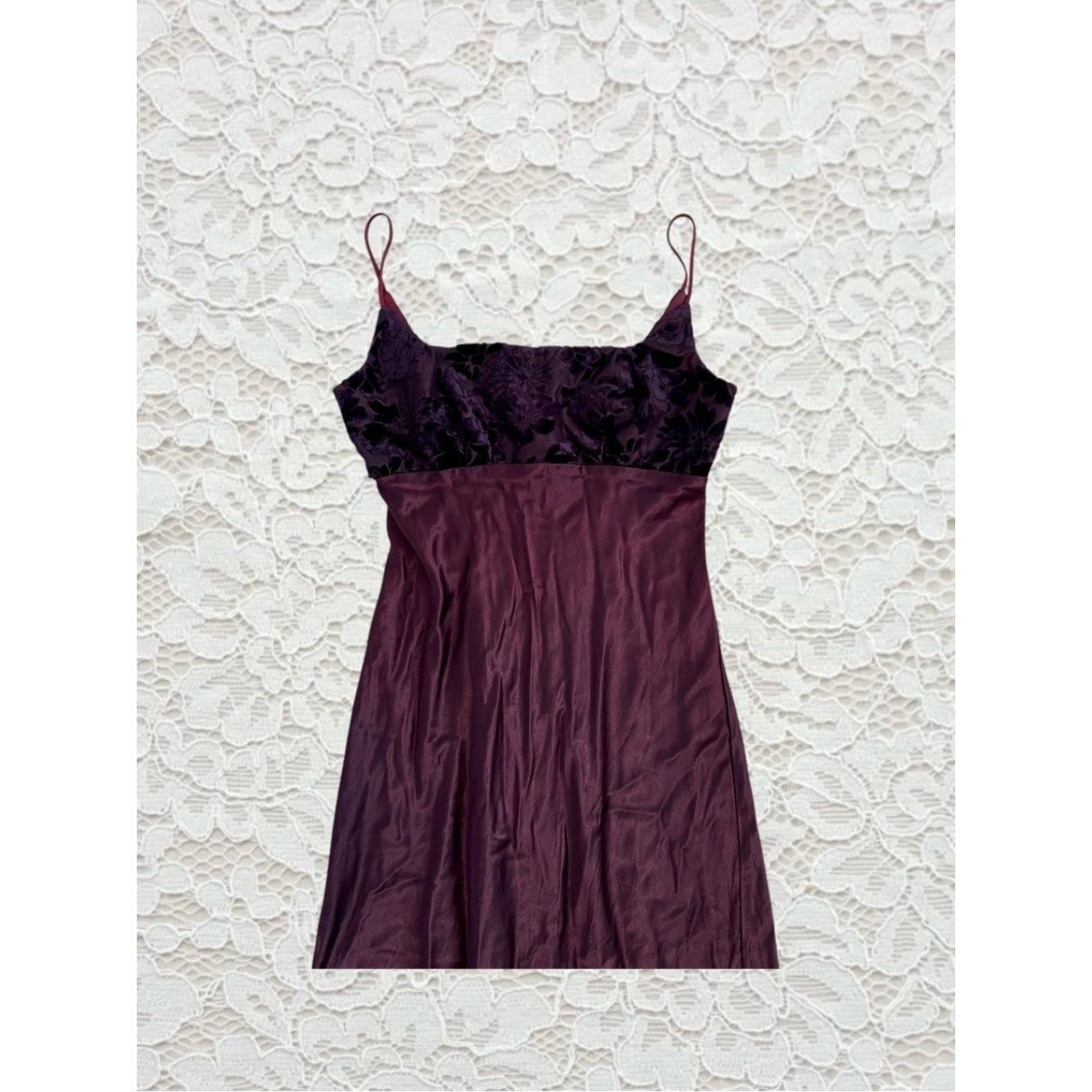 vintage y2k fairy whimsygoth deep purple velvet and satin babydoll evening dress