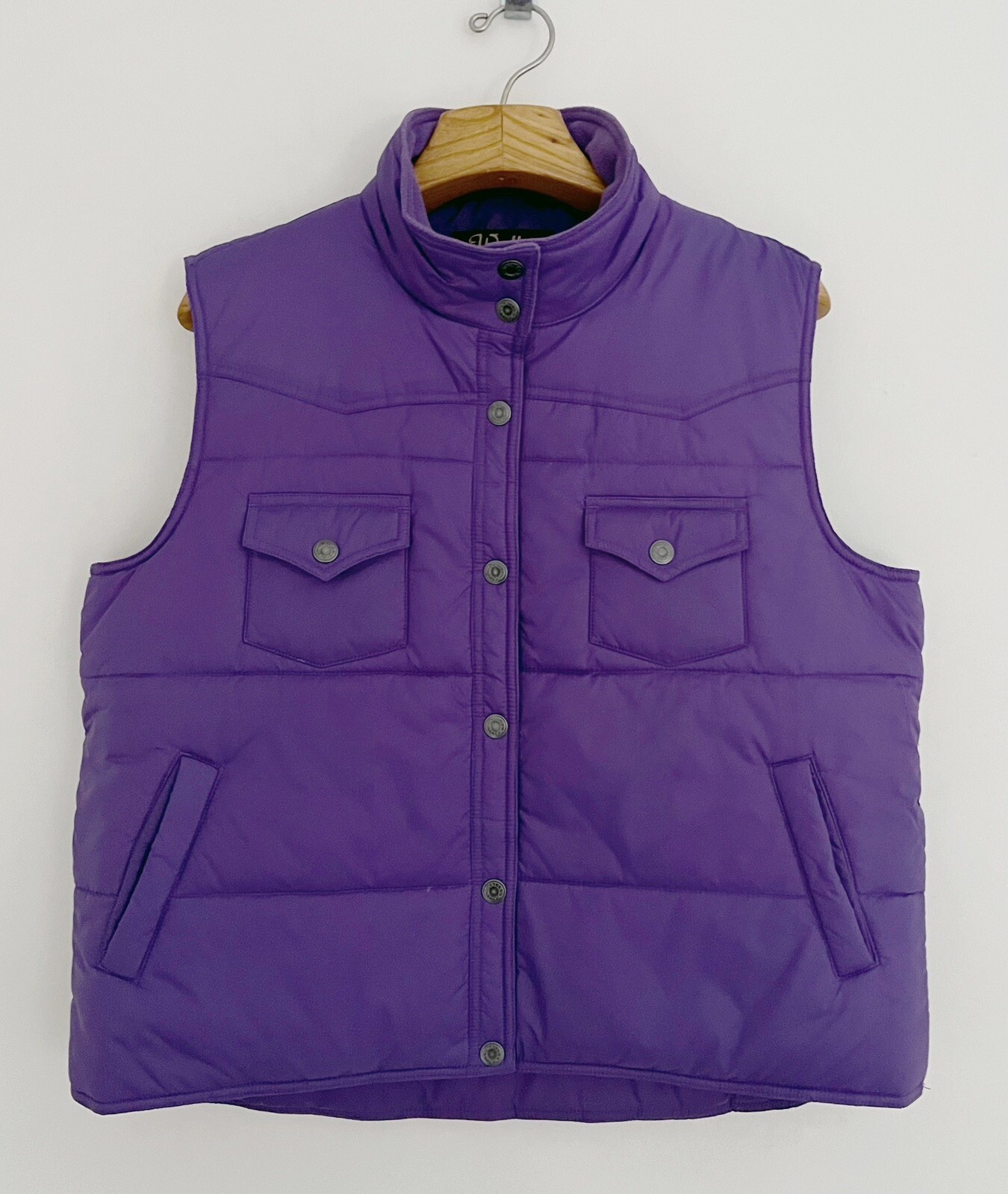 Vtg WALLS Ranchwear Puffer Vest Women XL Purple Snap Button Gorpcore Outdoor