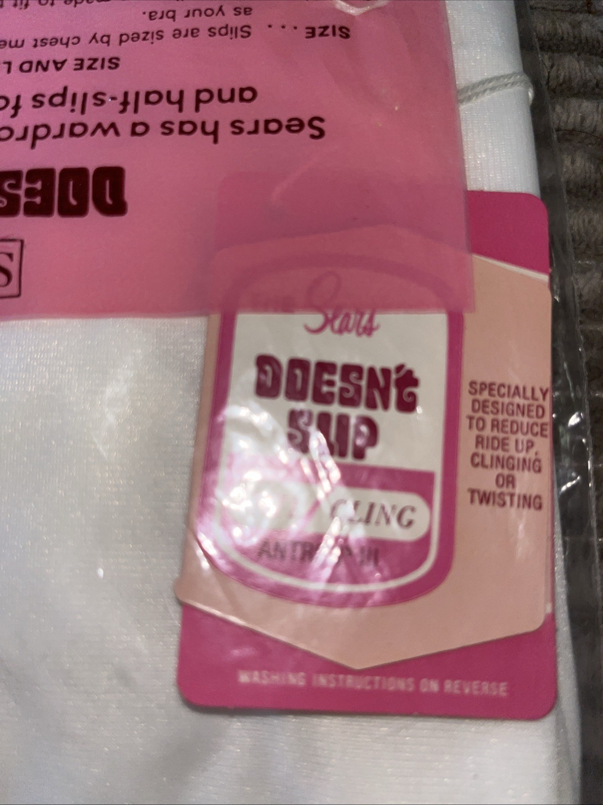 Vtg Sears Full slip Nylon Slip Size 34 New In Package Doesn’t Slip Or Cling