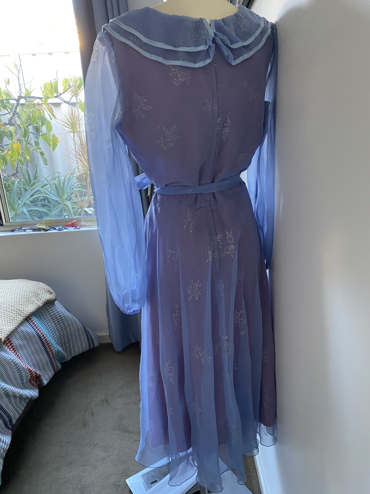 Louisette Sydney 70,s Fab Blue Frilled Maxi.Tag Says 14(12)