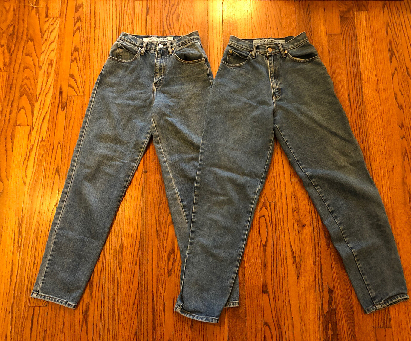 2 Vintage YOYO 80’s High Waisted Distressed Denim Mom Jeans Sz 3 (27” X 29.5”)