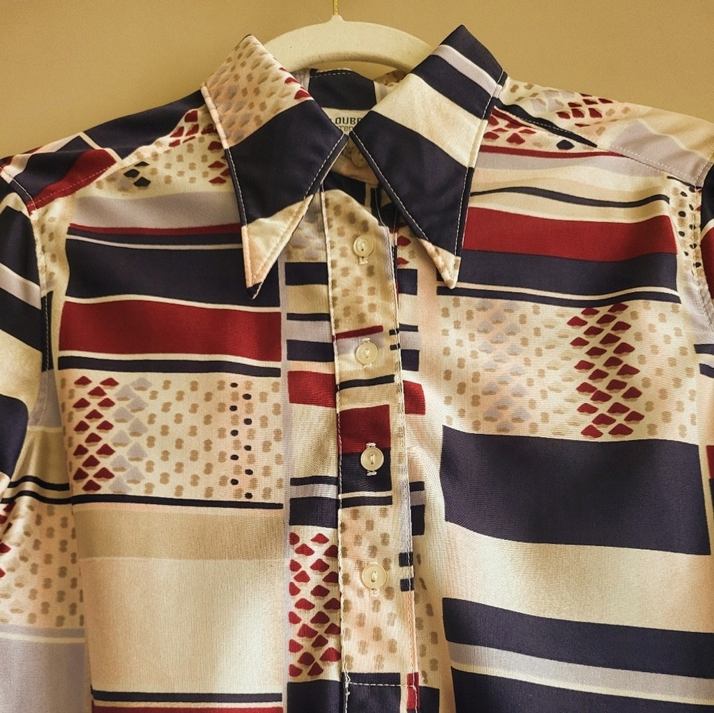 Vintage LouBella “Extendables” Nylon Shirt – 1970s California Disco Era