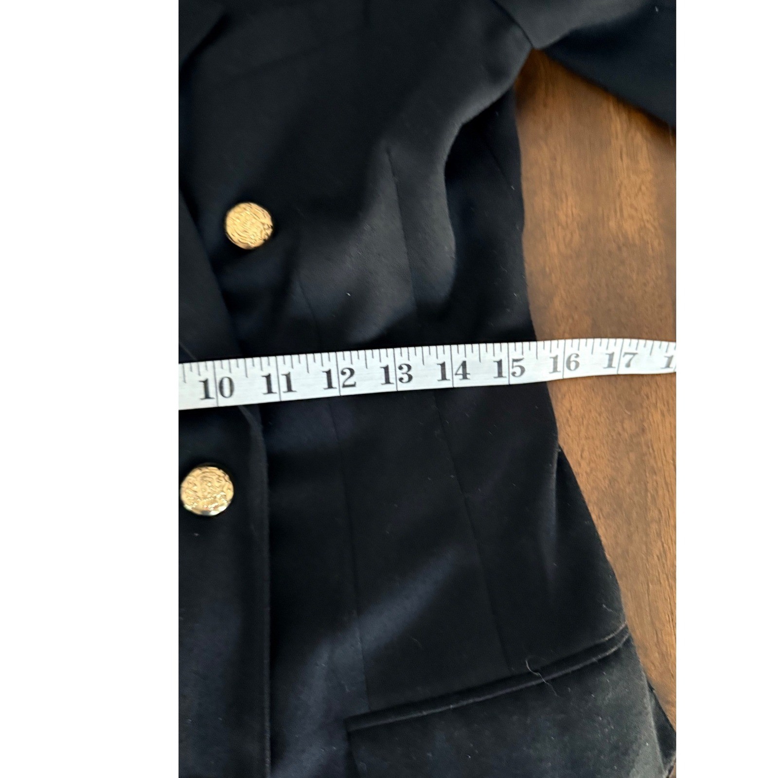Kasper for ASL Vintage Black Double Breasted Blazer Dress Gold Buttons Size 8