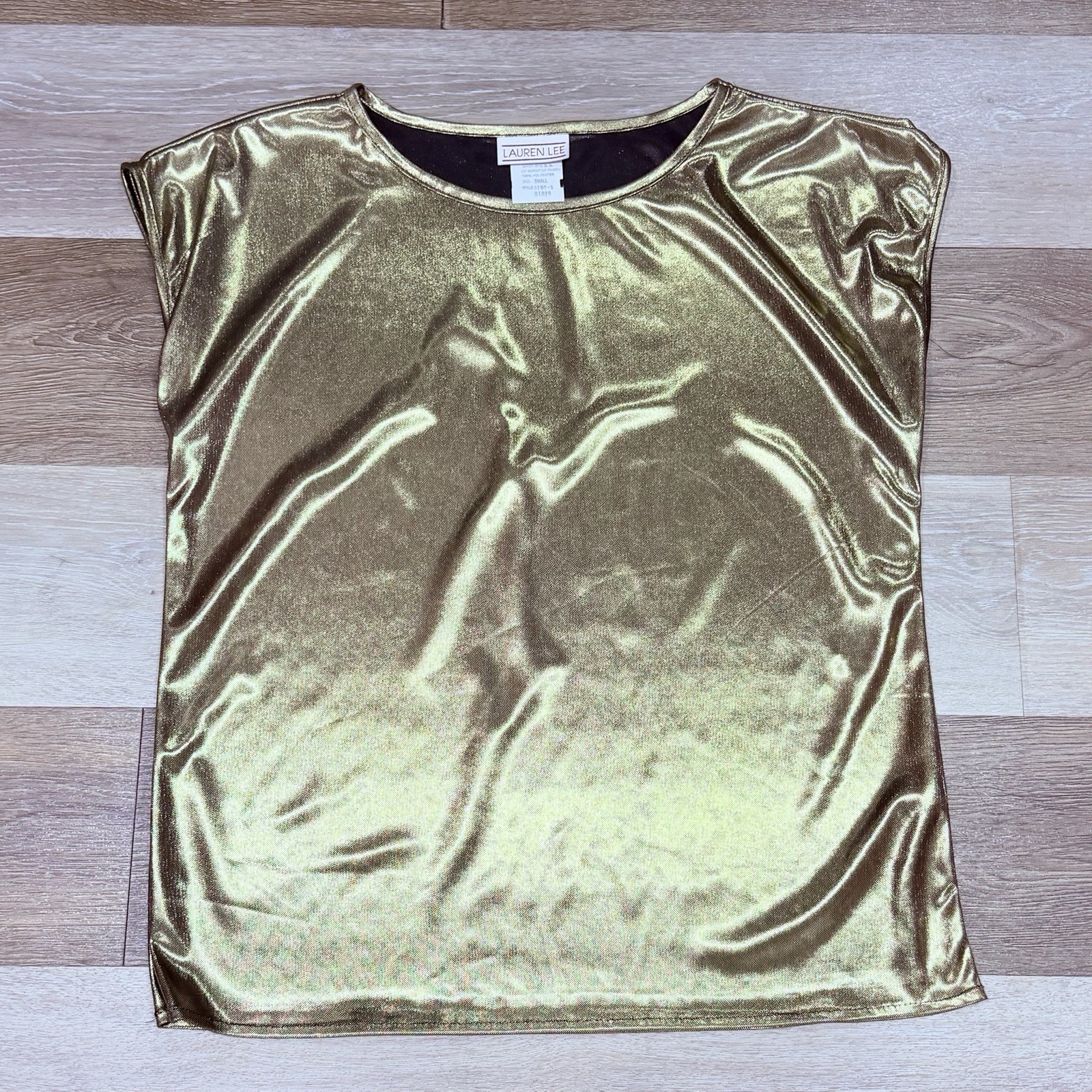 Vtg Lauren Lee Sleeveless Top Sz Small Gold Metallic Lightweight Made USA EUC!