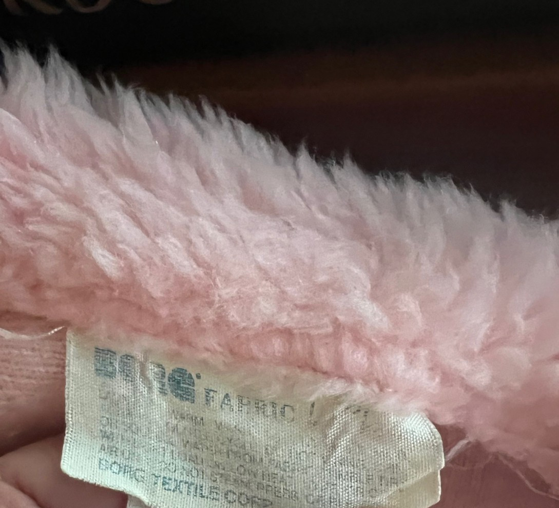 Vintage A Borg Fabric PINK Long Fluffy Furry Plush Robe Medium Made in USA
