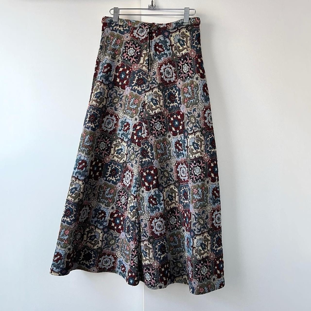 Vintage Handmade Boho Geometric Tapestry Maxi Skirt 27”