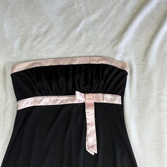 Byer Too! Black pink strapless formal dress bow detail Y2K vintage