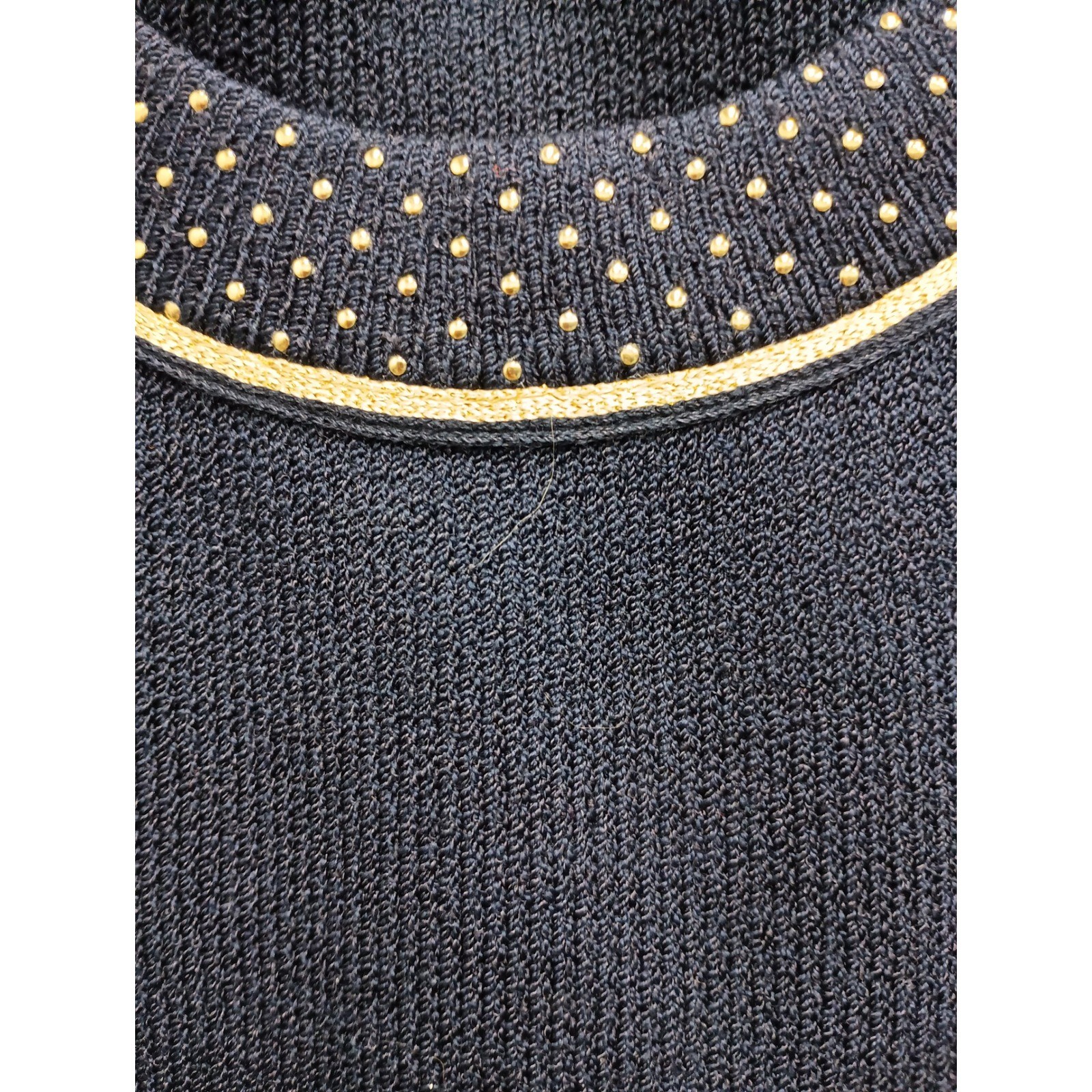 St. John Basics Knit Pant Set Womens 2 Blue Studded Sleeveless Vintage Luxury