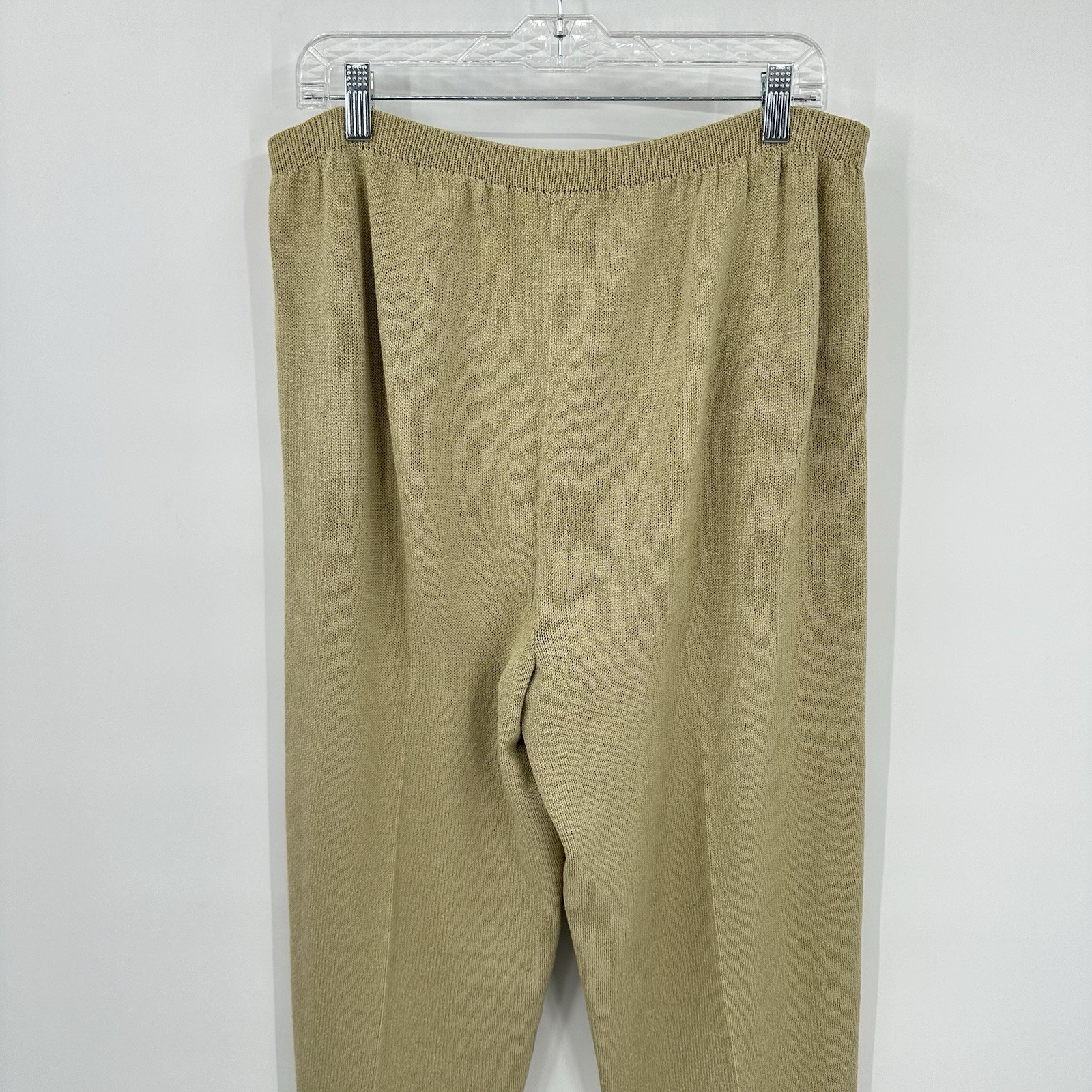 vintage HELEN HSU NY 2 piece knit pant set cardigan jacket XL tan 90s relaxed