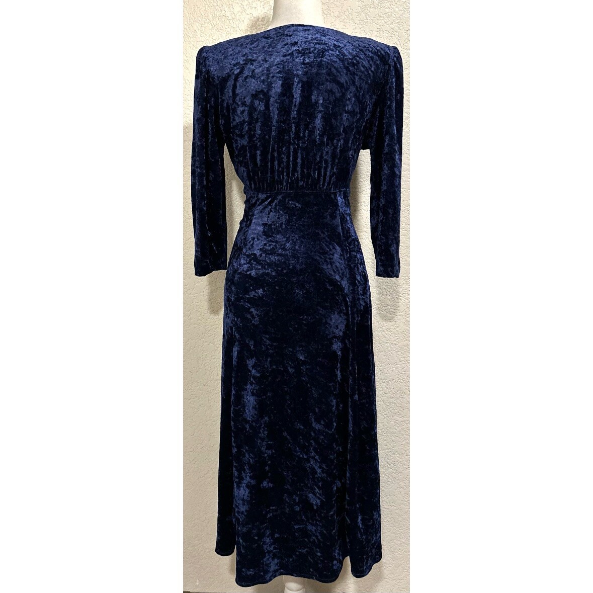 Molly Malloy Vintage 90s Petite Blue Velvet Midi Evening Dress Women’s 10P