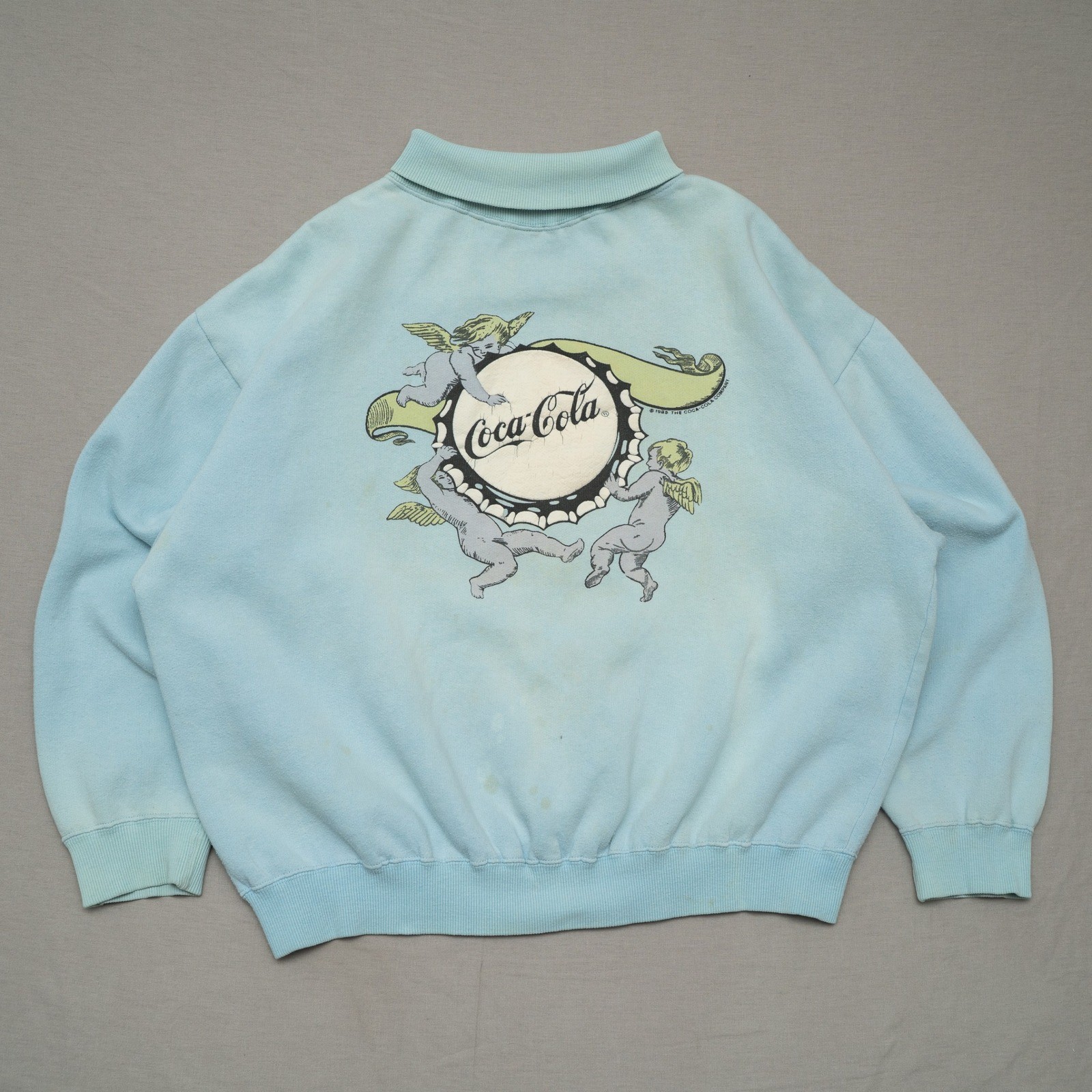 Vintage 80s 1985 Coca Cola Sweatshirt Angels Cherub Bottle Cap Boxy Rare