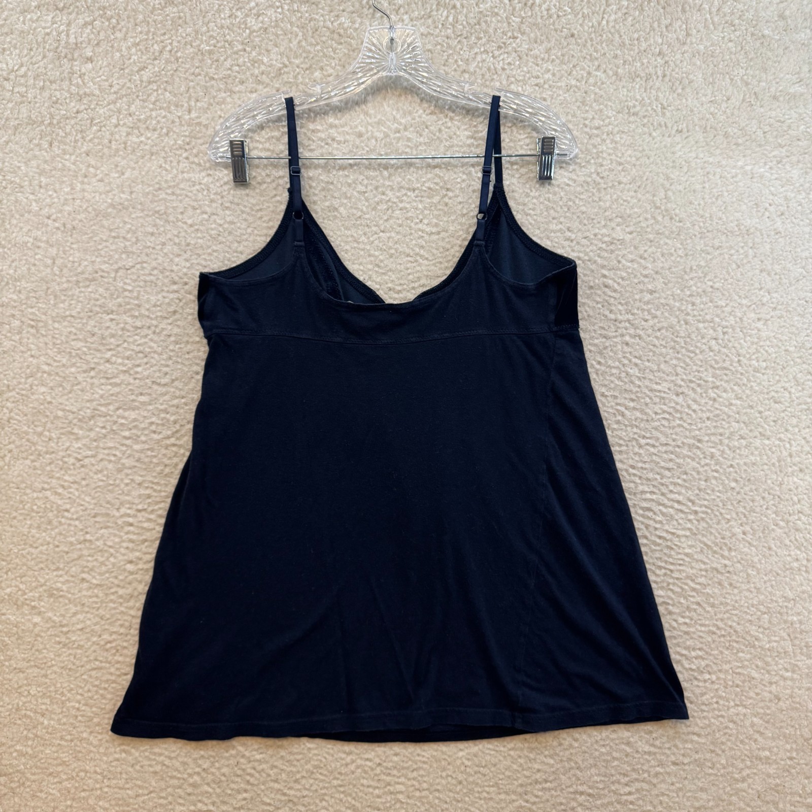 Y2K Vintage Babydoll Camisole Slip Lingerie Large Navy Blue Velour