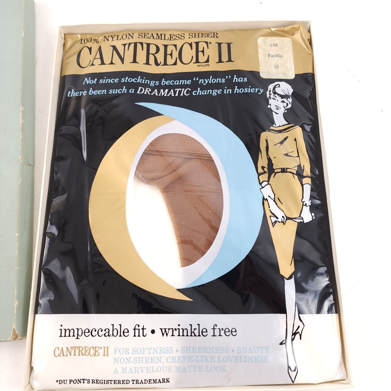 Secret Beauty Cantrece II Vintage 100% Nylon Hosiery 150 Pacific 10 Du Pont