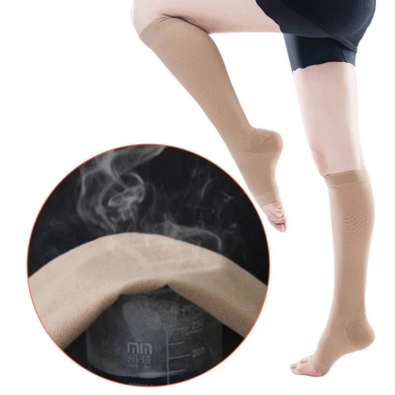 Plus Size 34-46mmHg Medical Compression Stockings Unisex Grade Open Toe Socks