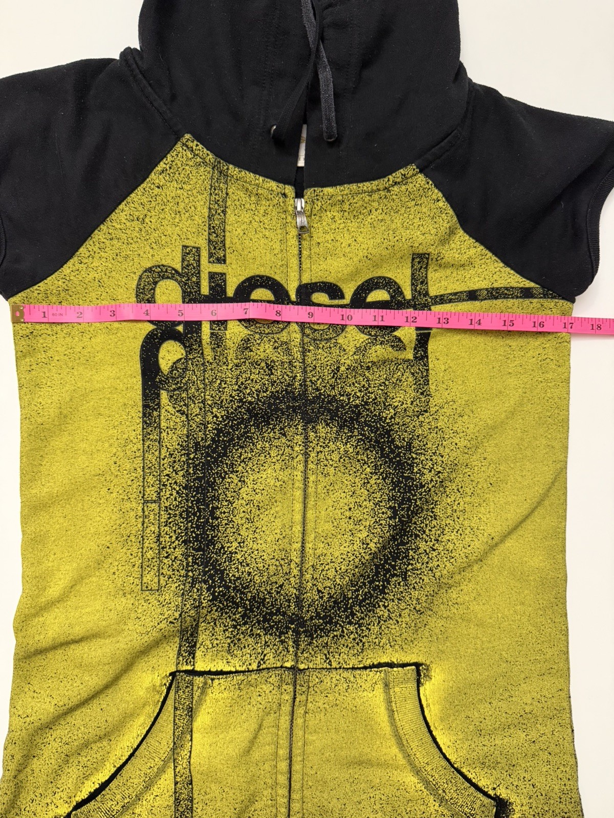 vintage 90s Diesel women’s Sleeveless Hoodie Dress Yellow & Black Gradient – CS