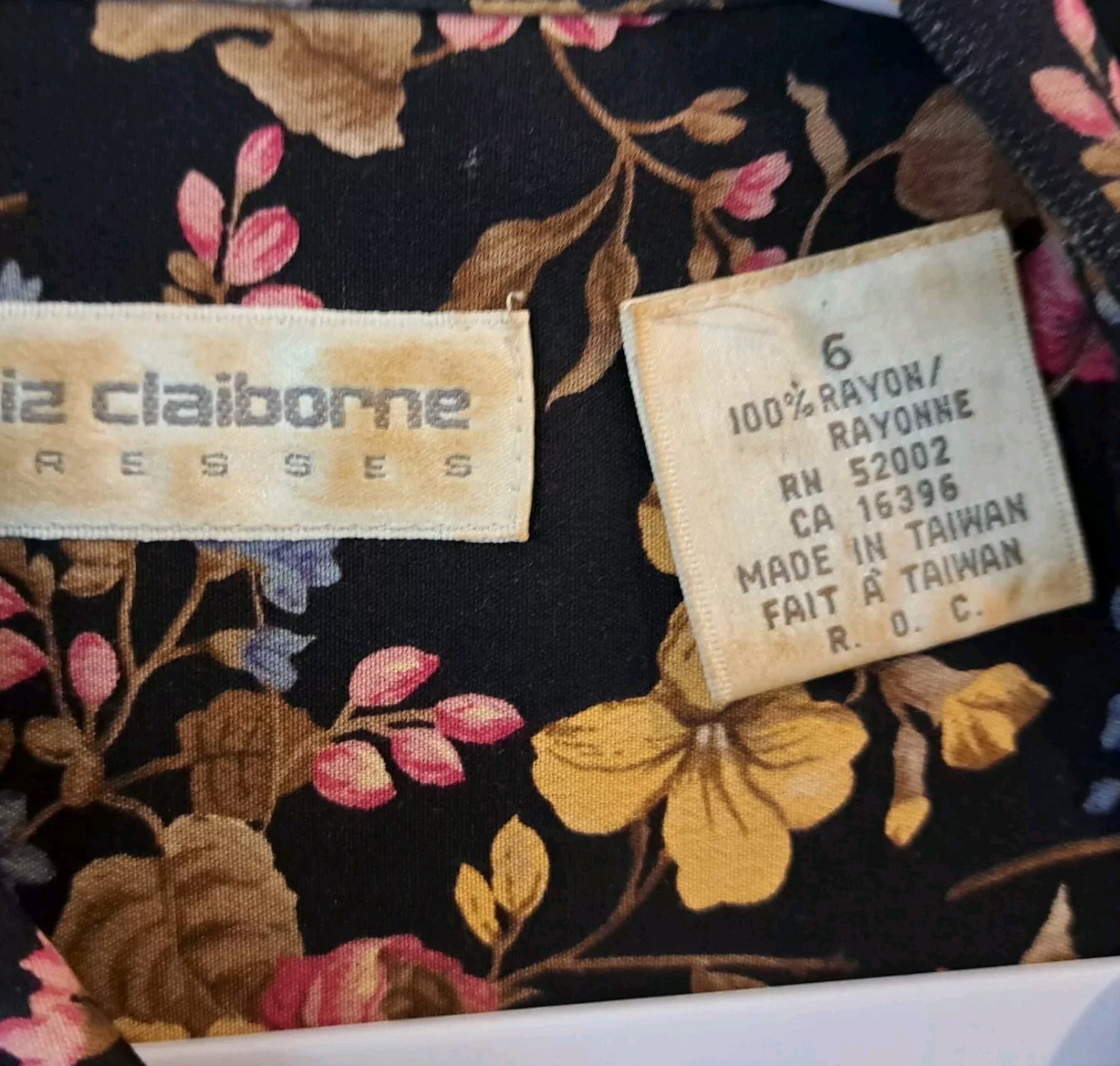Liz Claiborne Vtg Floral Belted Dress Sz 6 Shoulder Pads Romantic Feminine Y2K