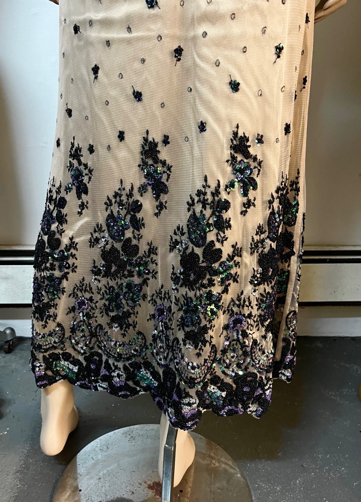 Excellent Vintage J Peterman Belle Epoque Silk Beaded Skirt Size 8 Waist 28-29