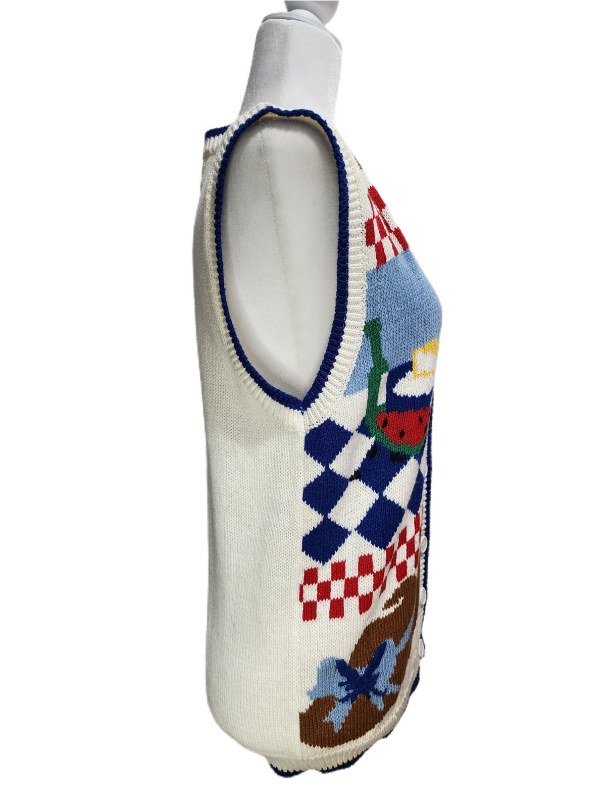 Eagle River Traders Vintage Womens Sweater Vest Apple Pie Bee Watermelon Size M